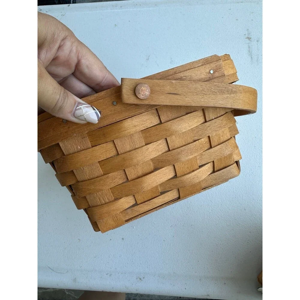 Vintage 1995 Longaberger Handwoven Square Basket Handle Plastic Protector